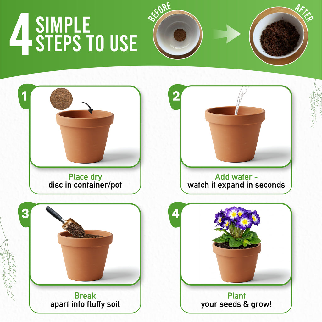 50x Coco Coir Seed Starter Discs 50mm | Organic Coconut Coir pellets for Seed Starting | Pre - Washed, pH Balanced | Compressed Soil Discs for Herbs, Vegetables & Flowers (Indoor/Outdoor) - Garden Haven
