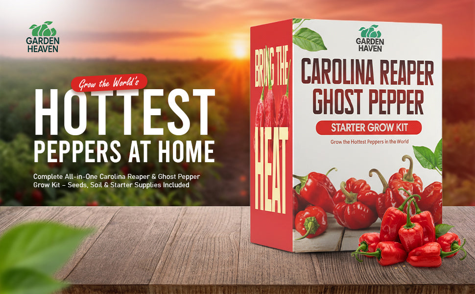 Carolina Reaper Ghost Pepper Grow Kit - All in One Starter Grow Kit - Bhut Jolokia Reaper Seeds, Grow The Hottest Peppers Garden Grow Kit Seeds Included