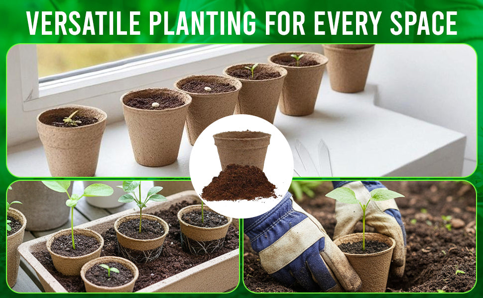 Seedling Starter Kit Germination Grow Cups and Soil (10 Pack) Biodegradable Peat Pots, Coco Coir Soil Discs, Plant Markers - Organic Grow Kit for Seed Germination, Indoor/Outdoor (1)