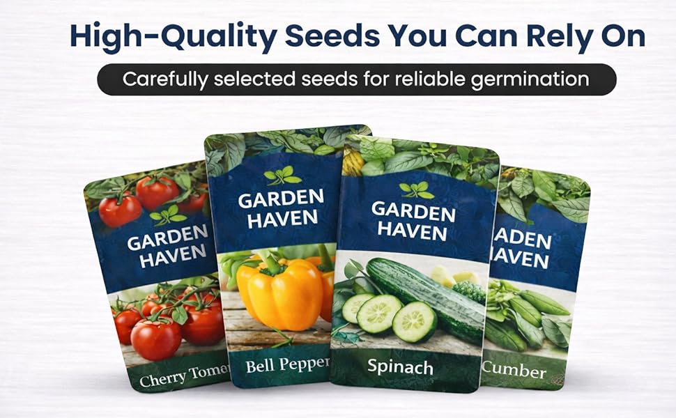 20 Vegetable Seeds Variety Pack - Complete Grow Kit Heirloom Vegetables Indoor Outdoors Vegetable Seeds, Tomatos, Broccoli, Carrots, Lettuce & More - DIY Starter Kit