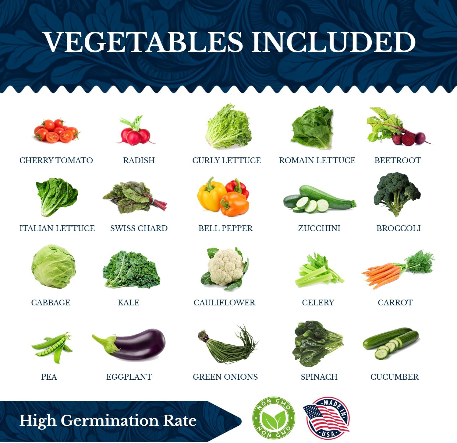 20 Vegetable Seeds Variety Pack - Complete Grow Kit Heirloom Vegetables Indoor Outdoors Vegetable Seeds, Tomatos, Broccoli, Carrots, Lettuce & More - DIY Starter Kit - Garden Haven