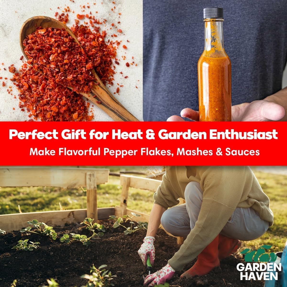 Carolina Reaper Ghost Pepper Grow Kit - All in One Starter Grow Kit - Bhut Jolokia Reaper Seeds, Grow The Hottest Peppers Garden Grow Kit Seeds Included - Garden Haven