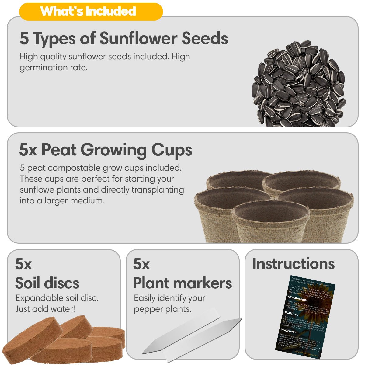 Sunflower Seed Growing Kit - All in One Sun Flower Garden Kit - A Complete Sunflower Gift - Beginner Starter Plants - Seed Variety Pack - Garden Haven
